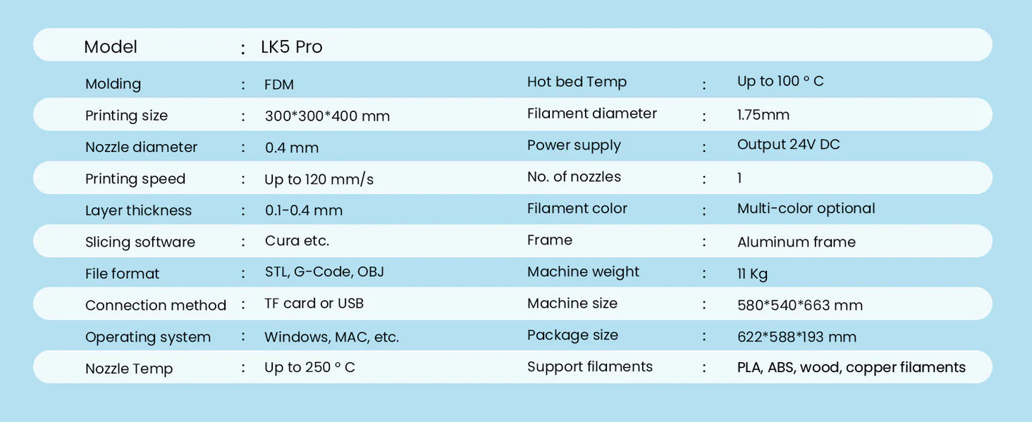 Longer LK5 PRO FDM 3D Printer