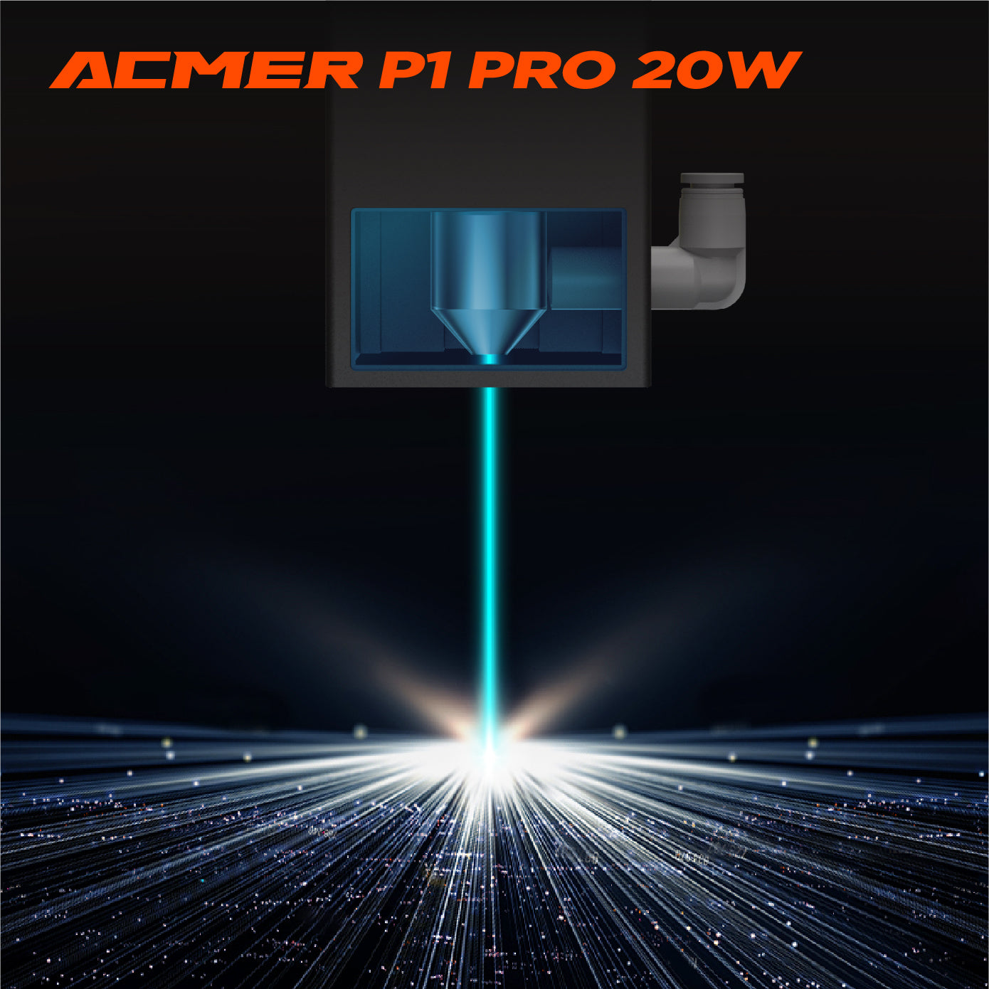 A picture showing the 20W Laser on the ACMER P1 20W Laser Engraver Cutter Machine with Air Pump.