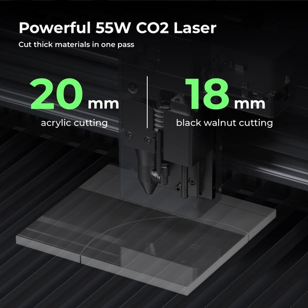 The Powerful 55W CO2 Laser in The main features for the xTool P2 55W Desktop CO2 Laser Cutter.