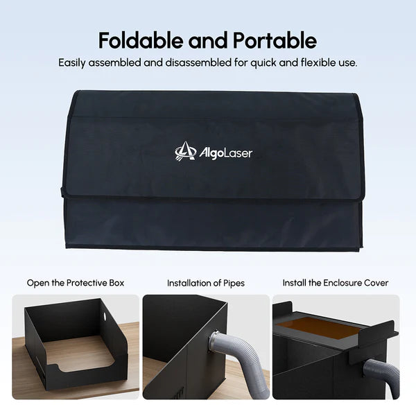 AlgoLaser Smart Enclosure for All Laser Engraving Machines is foldable and portable.