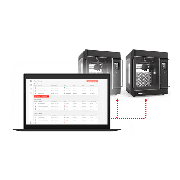 The 2 x MakerBot Sketch Kit Single Printer Setup showing a computer screen.