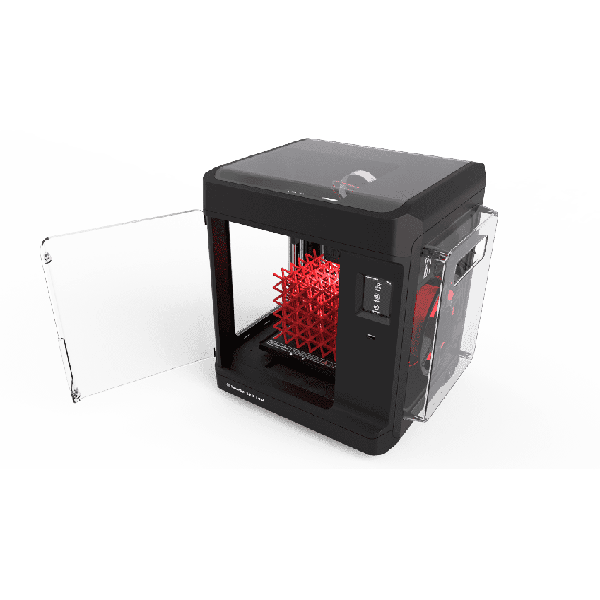 The MakerBot Sketch Kit Single Printer with a red Honeycomb object inside