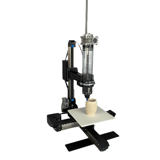 3D PotterBot 10 Micro with Ethernet or WiFi connection, creating a beautiful ceramic  vase.