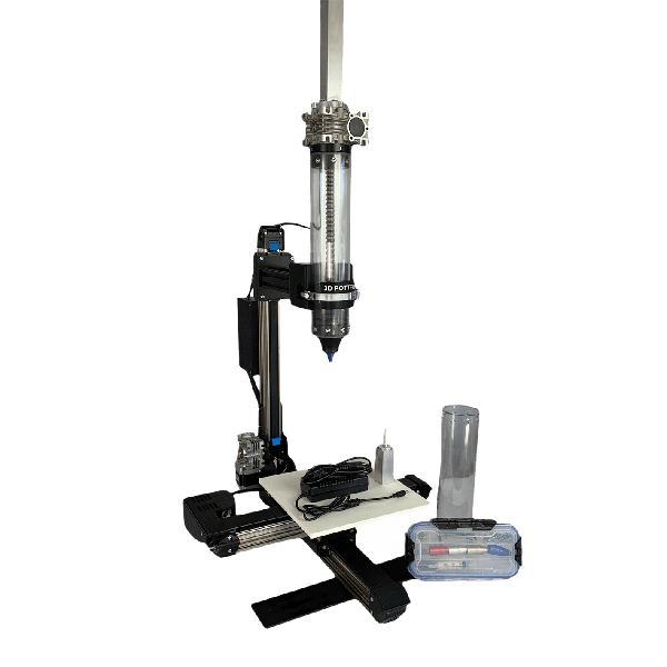 3D PotterBot 10 Micro with Ethernet or WiFi connection, showing parts included.