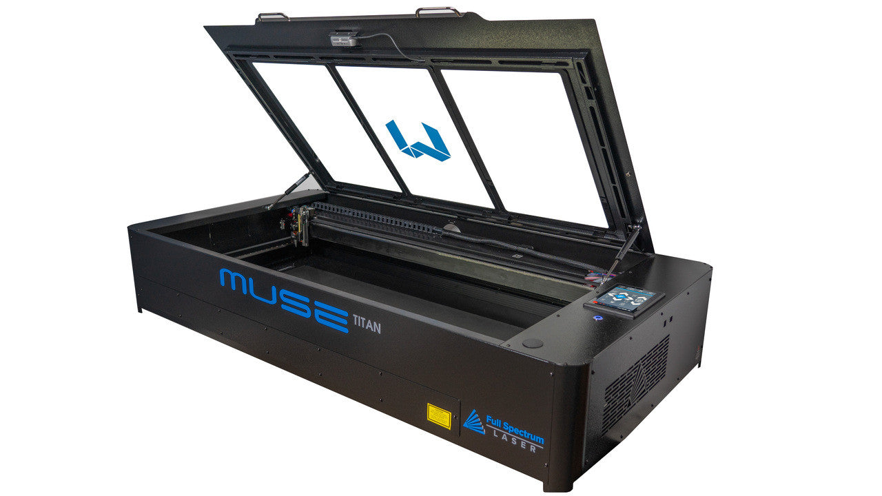 The Muse Titan v3 48x24 CO2 Laser with cover open