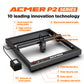 A diagram showing the 10 Leading Innovative technology feature for the ACMER P2 10W Desktop Laser Engraving & Cutting Machine.