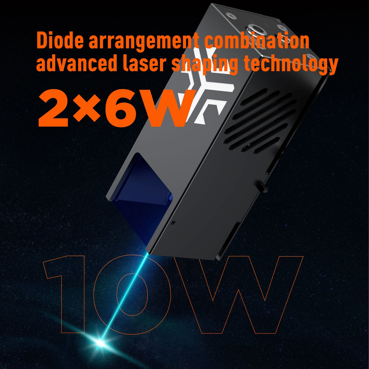 Diode arrangement combination with advanced laser shaping technology for the ACMER P2 10W Desktop Laser Engraving & Cutting Machine.