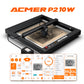 A diagram showing the features for the ACMER P2 10W Desktop Laser Engraving & Cutting Machine.