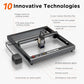 A diagram showing the 10 Innovative Technologies for the ACMER P2 33W Laser Engraver & Cutter with Air Assist.