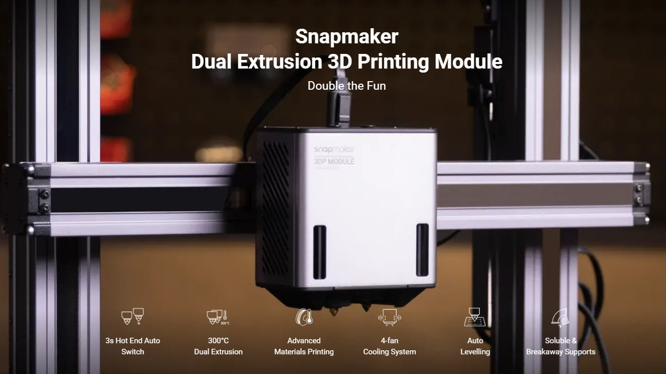 Features of the SNAPMAKER 2.0 DUAL EXTRUSION 3D PRINTING MODULE