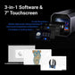 A graphic showing The SNAPMAKER ARTISAN  3D PRINTER has 3-in-1 software and a 7" touch screen,