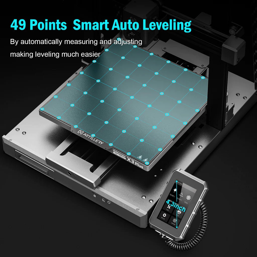 Artillery Sidewinder X3 Plus has 49 points of smart auto leveling