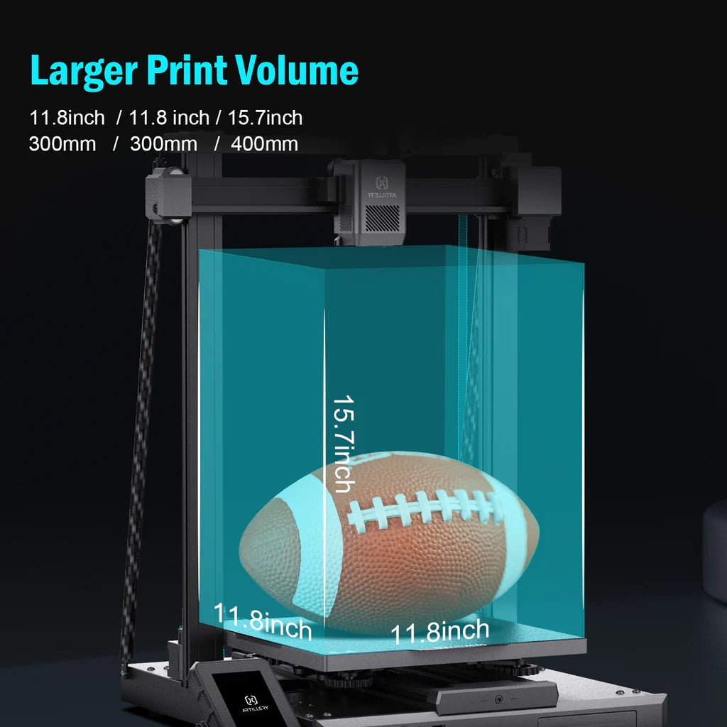 A picture showing the Print Volume area for the Artillery Sidewinder X3 Plus.