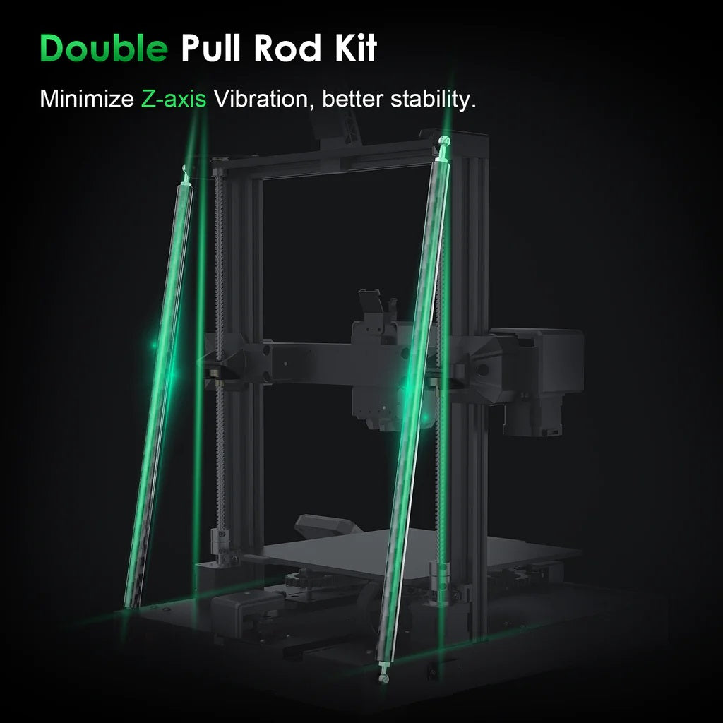 The Artillery Sidewinder X4 Pro 3D Printer has a Double Pull Rod Kit that minimizes Z-axis vibration. 